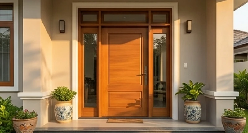 Cửa chính ngôi nhà hướng Tây Bắc đón ánh sáng hoàng hôn ấm áp mang lại sinh khí cho tuổi Giáp Tý
