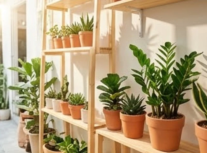 Không gian cửa hàng bán cây cảnh phong thủy mini như sen đá và kim tiền