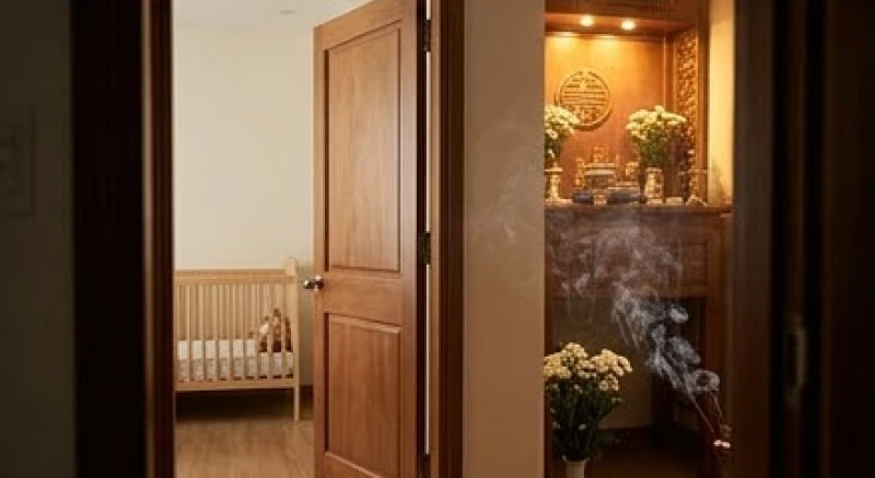 Văn khấn báo cáo gia tiên khi sinh con: Bài cúng tạ ơn & lễ vật 7 Cửa phòng cữ được đóng kín để bảo vệ trẻ sơ sinh khỏi khói nhang từ khu vực ban thờ ở phòng khách