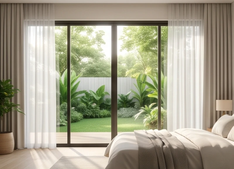 Tuổi Tuất hợp hướng nào: Tra cứu nam nữ & vật phẩm hóa giải 4 Cửa sổ lớn bằng kính trong suốt mở ra khu vườn xanh mát đón luồng khí cát tường