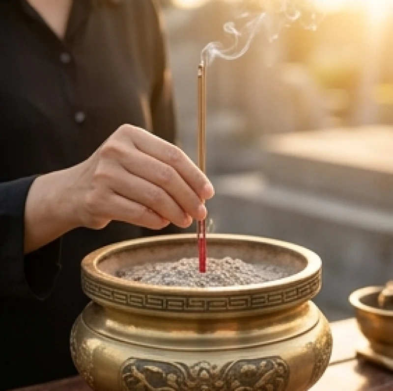 Văn khấn 100 ngày ngoài mộ: Bài cúng chuẩn và sắm lễ bài bản 8 Gia chủ dâng nén nhang thành kính báo cáo lý do tổ chức lễ viếng 100 ngày sớm hơn thời hạn do bận rộn công việc