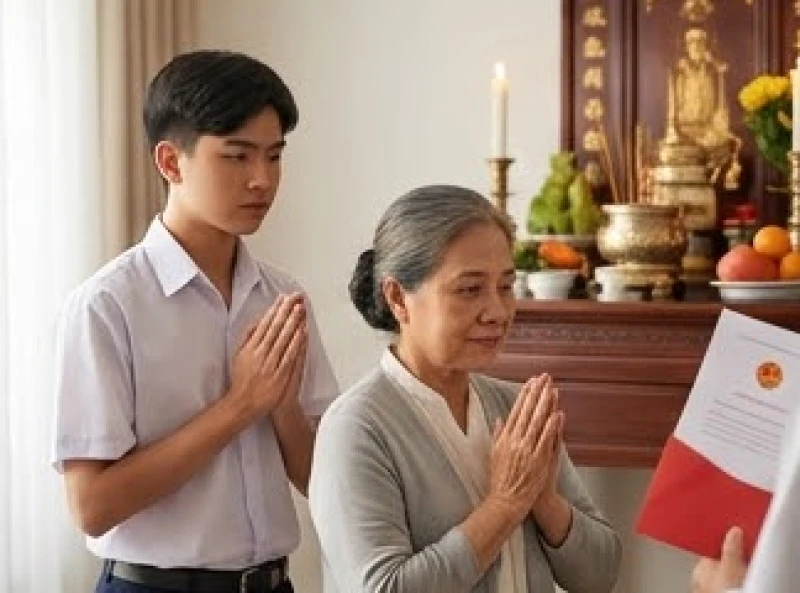 Văn khấn báo cáo gia tiên có việc vui: Bài cúng chuẩn từng hỷ sự 5 Gia đình dâng hương báo cáo thành tích học tập thi đỗ đại học trước bàn thờ tổ tiên