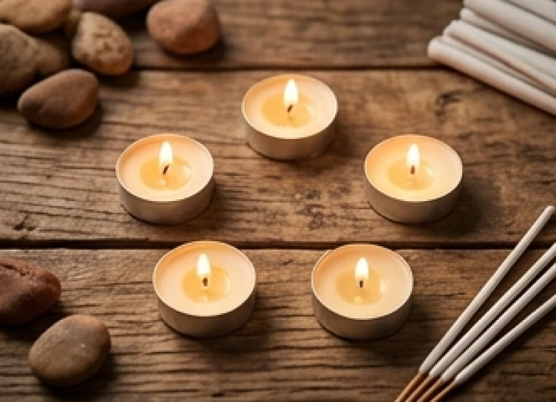 Mâm cúng giải hạn sao Thổ Tú với 5 ngọn nến xếp hình ngũ giác dành cho nữ mạng