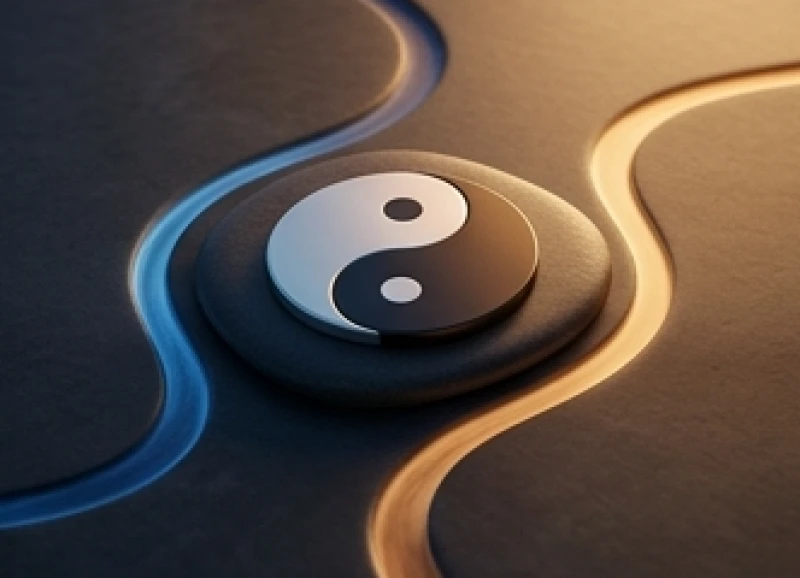 Sơ đồ thái cực đồ âm dương với hai luồng năng lượng đại diện cho nam và nữ tuổi mậu tý 2008