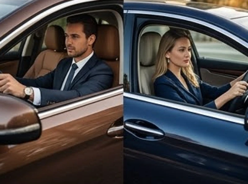 Nam và nữ tài xế cầm lái những chiếc xe có màu sắc phong thủy khác biệt nhau