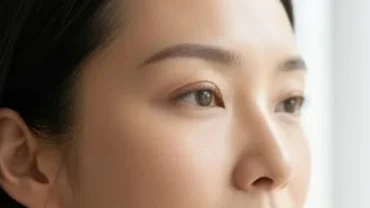 Cận cảnh khuôn mặt thanh tú với vùng thái dương sáng sủa thể hiện rõ cung phúc đức trên khuôn mặt tốt đẹp