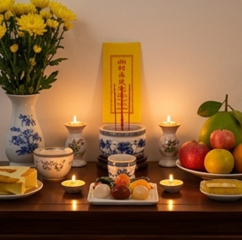 Chuẩn bị mâm lễ tươm tất và thắp nến cúng sao giải hạn tại nhà để xua đuổi xui xẻo
