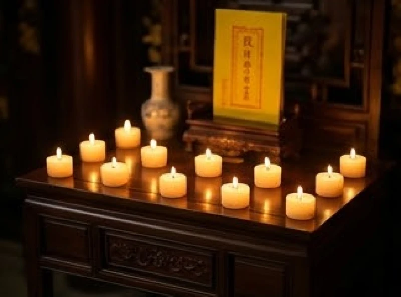 Chín ngọn nến sáng rực được sắp xếp cẩn thận trên bàn lễ cúng sao La Hầu hướng về phía Chính Bắc