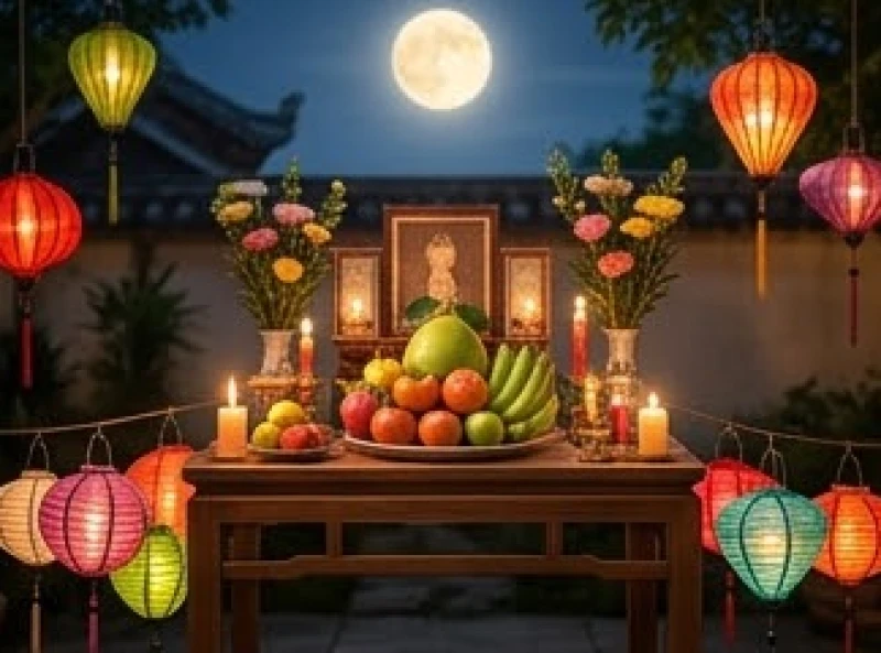 Văn khấn Tết Trung Thu: Trọn bộ bài cúng và trình tự làm lễ 2 Gia đình chuẩn bị mâm cúng dưới ánh trăng sáng rực rỡ vào đêm rằm tháng 8 âm lịch