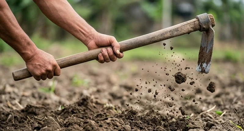 Nhát cuốc đầu tiên được vung xuống mảnh đất để chính thức bắt đầu quá trình thi công.