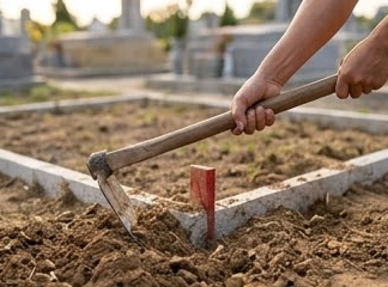 Văn khấn xây lăng mộ: Sắm lễ, bài cúng và nghi thức chuẩn 7 Thực hiện nghi thức cuốc ba nhát đầu tiên để động thổ phá vỡ lớp đất xung quanh huyệt