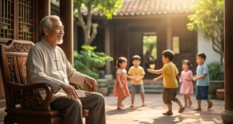 Tử vi trọn đời tuổi Nhâm Thìn 1952 nam mạng: Luận giải hậu vận 6 Cụ ông ngắm nhìn các cháu vui đùa trong sân nhà ngập tràn ánh nắng ấm áp của buổi xế chiều