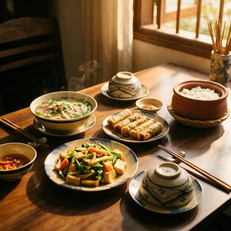 Tuổi Sửu nên cưới vào năm nào: Ma trận chọn năm & tháng tốt 15 Một bàn ăn ấm cúng với các món truyền thống Việt Nam tượng trưng cho cuộc sống vợ chồng sung túc, viên mãn sau lễ cưới