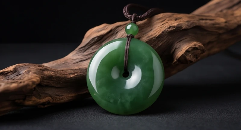 Mặt dây chuyền và quả cầu đá ngọc bích Nephrite Jade màu xanh lục trong trẻo