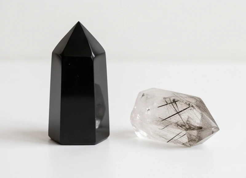 Tuổi Thân hợp đá gì: Bảng màu 5 bản mệnh và cách tẩy uế 4 Đá Obsidian đen và thạch anh tóc đen bảo vệ trường năng lượng cho tuổi Giáp Thân 2004
