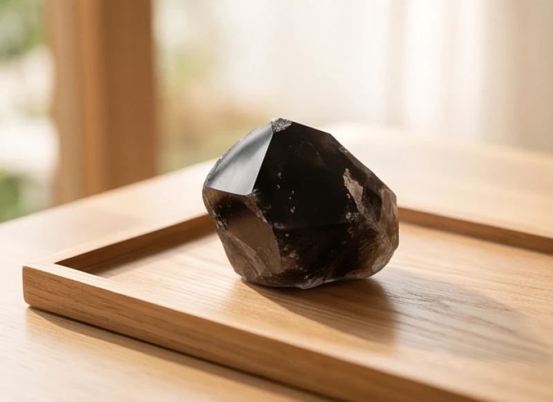 Tinh thể đá thạch anh đen bóng bẩy tự nhiên giúp xua đuổi tà khí và bảo vệ năng lượng cá nhân