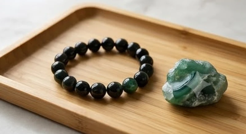 Vòng tay đá thạch anh đen và tinh thể mã não xanh lấp lánh hỗ trợ mạnh mẽ cho trường năng lượng