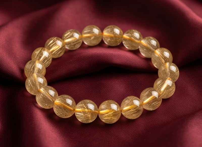Vật phẩm phong thủy cho tuổi Ngọ: Khoảng giá và hướng bài trí 4 Vòng tay đá thạch anh tóc vàng lấp lánh với các tinh thể rutile tự nhiên bên trong