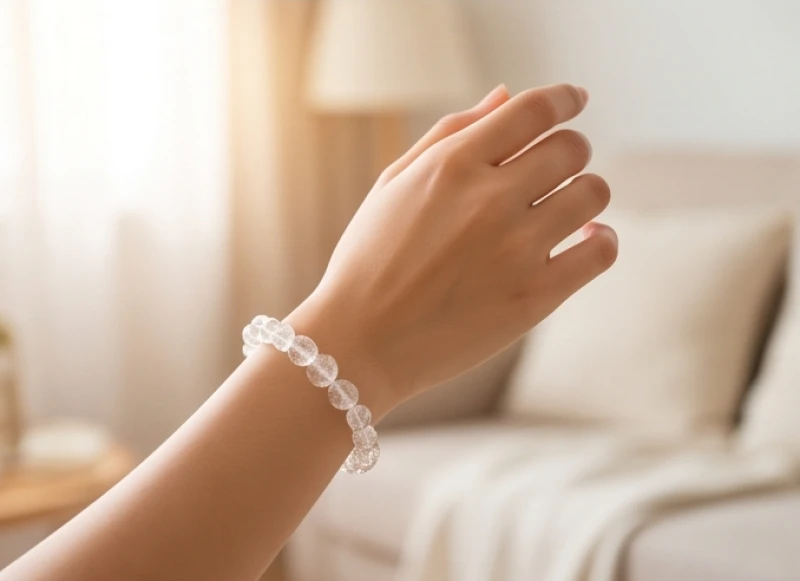 Vòng tay đính hạt thạch anh trắng tinh khiết hỗ trợ nữ giới sinh năm Mậu Tý vượt qua tâm lý bất an
