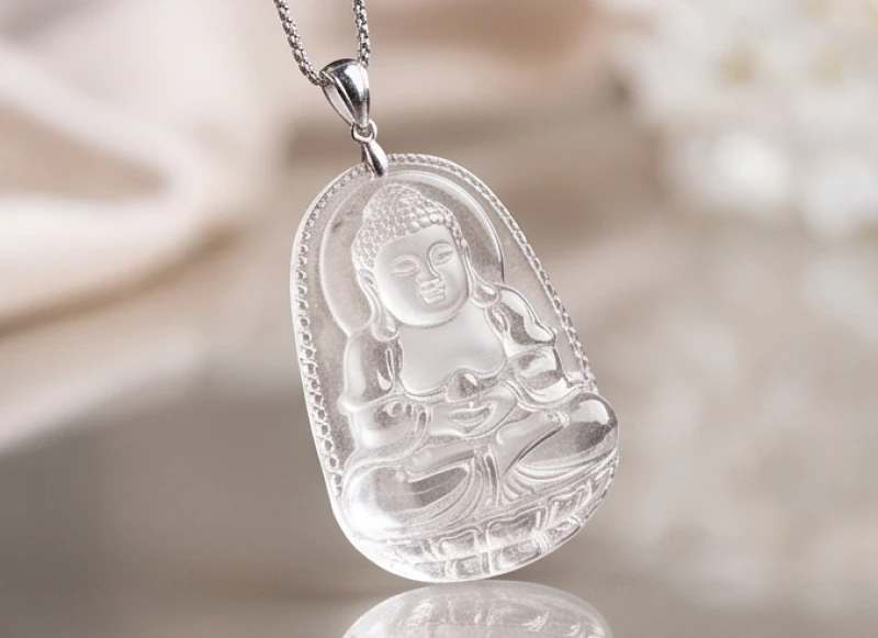 Mặt dây chuyền đá thạch anh trắng tinh khiết mang lại sự minh mẫn cho người mệnh Kim