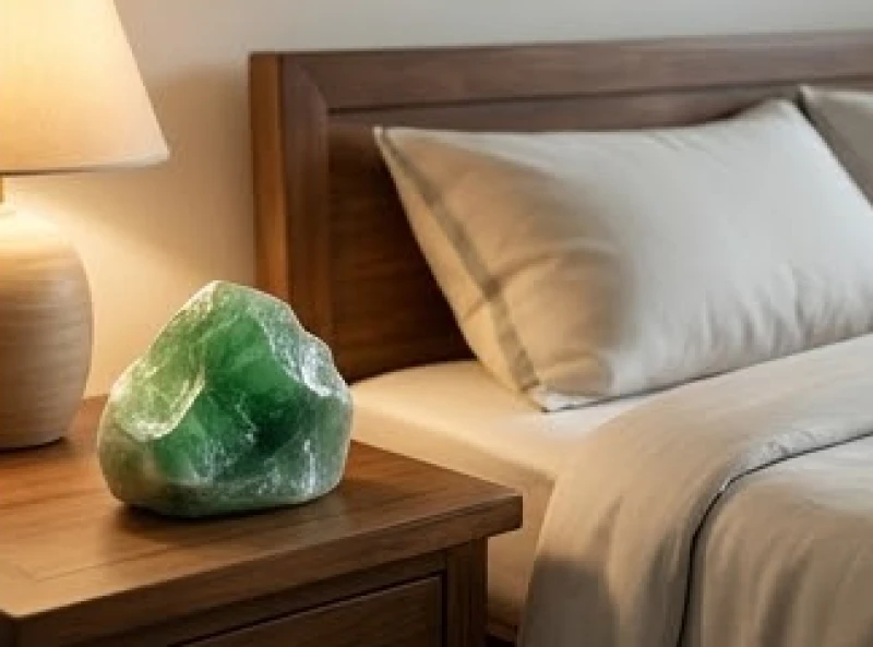 Khối đá Thạch Anh Xanh Lá tự nhiên mang năng lượng Mộc đặt cạnh giường ngủ