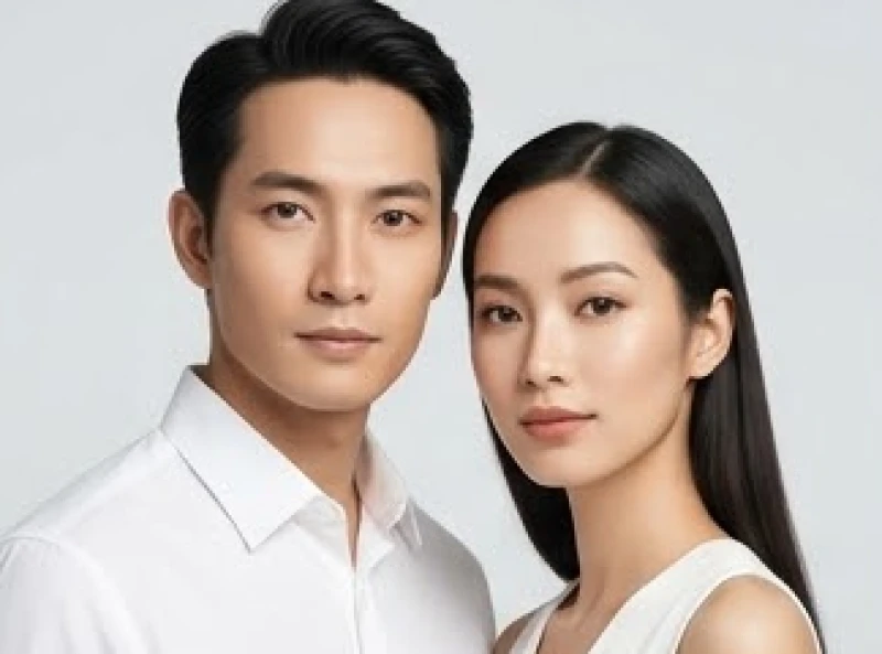 Gương mặt dài với đặc trưng trán cao, gò má phẳng và đường quai hàm hẹp thon gọn