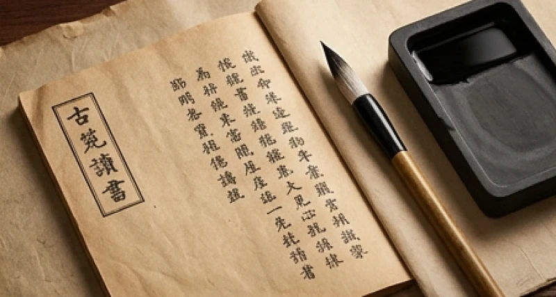 Cuốn sổ tay cổ bằng giấy dó và bút lông tượng trưng cho trí tuệ sắc sảo của người cầm tinh con khỉ