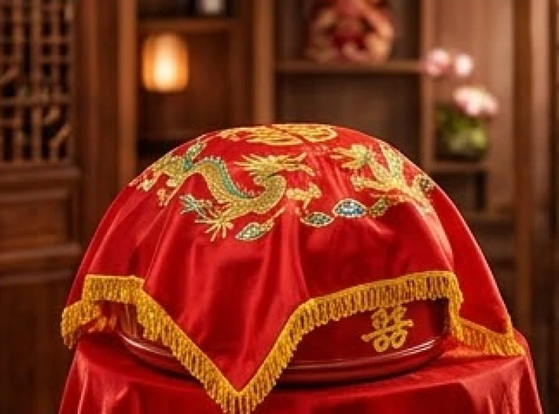 Mâm quả cưới hỏi truyền thống phủ khăn đỏ nổi bật trong ngày lễ dạm ngõ