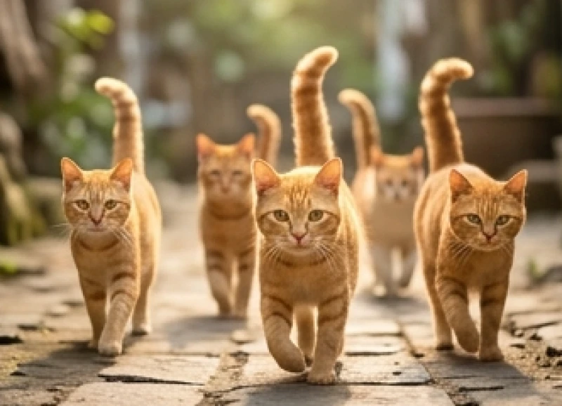 Mơ thấy đàn mèo: Giải mã điềm báo tâm linh & bộ số phong thủy 4 Một đàn mèo lông vàng rực rỡ đang chạy nhanh về phía trước dưới ánh nắng mặt trời rực rỡ