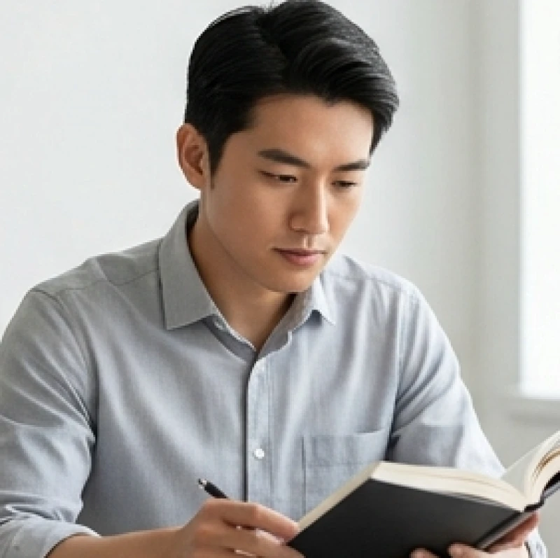 Người đàn ông tướng miệng nhỏ đang làm việc độc lập với vẻ mặt tập trung cao độ