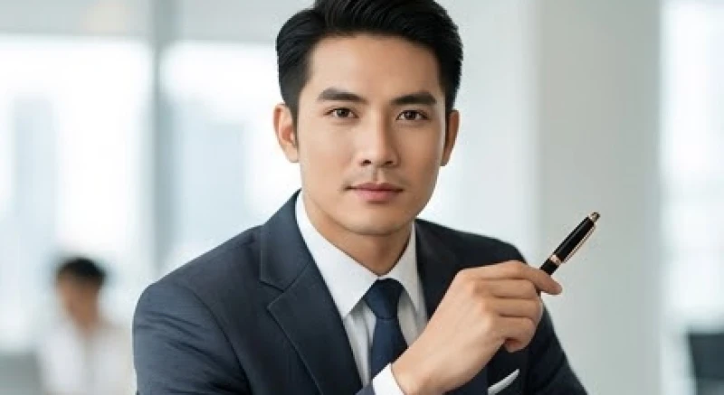 Nét mặt điềm tĩnh của nam giới có tướng môi mỏng khi tập trung phân tích và đàm phán trong công việc
