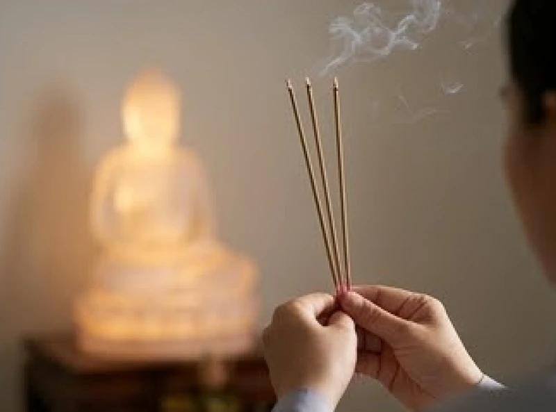Văn khấn cầu siêu cho oan gia trái chủ: Bài cúng và sắm lễ 6 Phật tử thành tâm dâng hương lên bàn thờ Phật trước khi bắt đầu đọc văn khấn cầu siêu