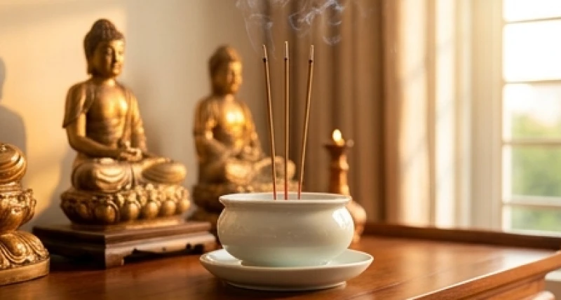 Châm ba nén hương mới và cắm ngay ngắn vào bát hương vừa được làm sạch để chuẩn bị đọc bài tạ lễ