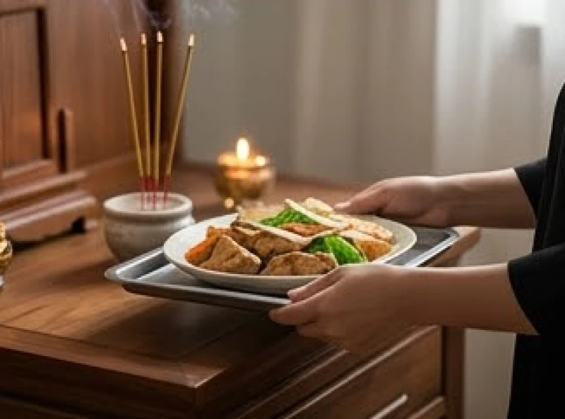 Văn khấn vong linh người mới mất: Mẫu chuẩn Nôm & Phật giáo 7 Gia quyến dâng mâm cơm cúng trưa trang nghiêm trước khi gia đình bắt đầu dùng bữa