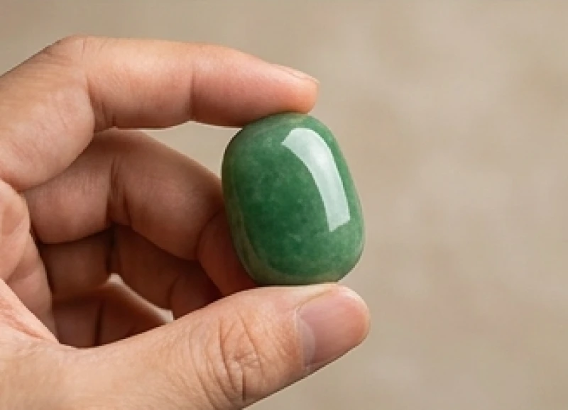 Cầm mặt dây chuyền đá trên tay để cảm nhận trọng lượng đầm chắc của khoáng vật thật