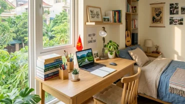 Phòng học ngập tràn ánh sáng tự nhiên với cách bố trí đặt bàn học hướng nào cho trẻ tuổi tuất chuẩn phong thủy