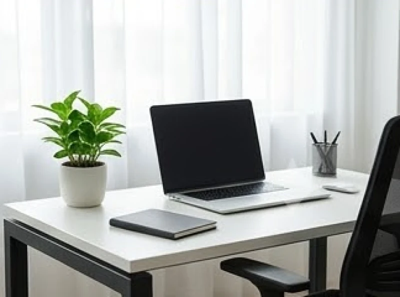 Một chậu cây xanh nhỏ nhắn được bố trí gọn gàng tại góc bên trái mặt bàn làm việc theo đúng quy tắc Tả Thanh Long