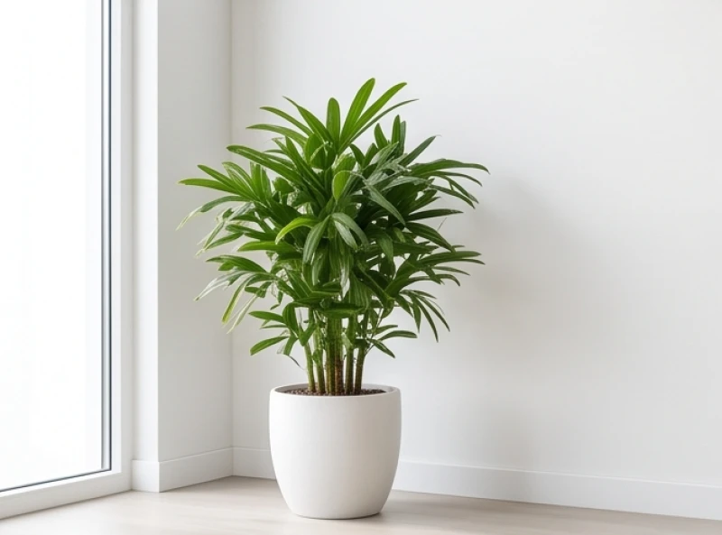 Chậu cây cảnh được đặt cách tường một khoảng an toàn để đón nhận ánh sáng tự nhiên từ cửa sổ