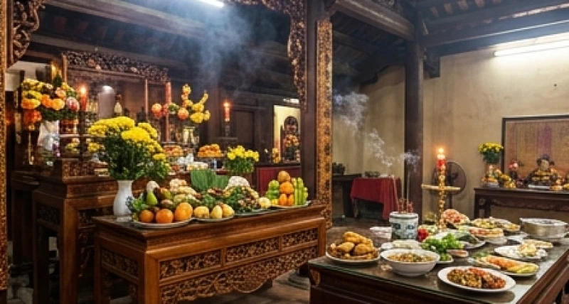 Văn khấn xin lộc tại Đền Giếng: Bài cúng chuẩn và nghi lễ hạ lễ 4 Vị trí đặt mâm lễ chay và lễ mặn được phân chia rõ ràng tại các ban thờ ở Đền Hùng