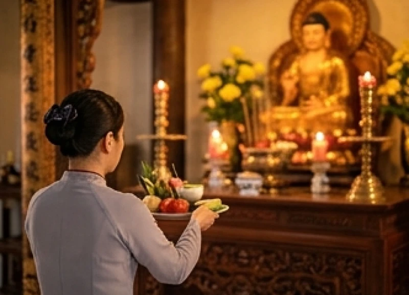 Văn khấn Đức Chúa Ông: Bài cúng chuẩn tâm linh và cách sắm lễ 4 Tín chủ cẩn thận đặt mâm lễ mặn tại hạ ban Đức Chúa Ông thay vì ban Tam Bảo theo đúng quy tắc nhà Phật