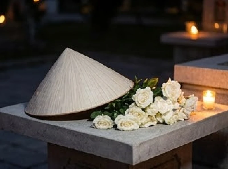 Nón lá được đặt ngửa mặt lên trên mâm lễ viếng nhằm giữ đúng quy tắc phong thủy