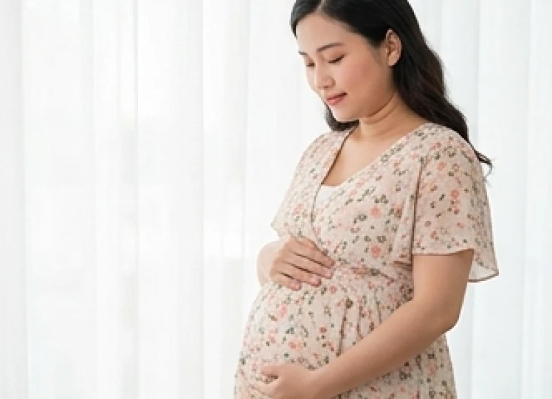 Phụ nữ mang thai trong giai đoạn tích nước làm vùng cổ dày lên và xuất hiện ngấn.
