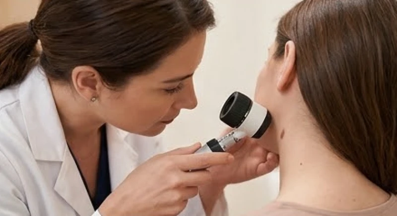 Nốt ruồi ở yết hầu: Ý nghĩa tướng số và bảng giá tẩy an toàn 5 Kiểm tra hình dáng và kích thước nốt ruồi ở yết hầu theo quy tắc ABCDE để nhận biết sớm nguy cơ ung thư da.