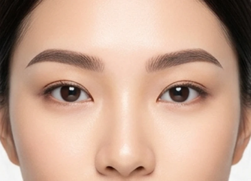 Cận cảnh phần đầu của tướng lông mày lá liễu thuôn tròn và vùng ấn đường rộng mở