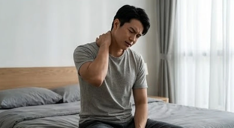 Mơ thấy cương thi: Giải mã ác mộng, cảnh báo sức khỏe & con số 4 Nam thanh niên xoa bóp vùng cổ vai gáy đang bị căng cứng sau một giấc ngủ dài