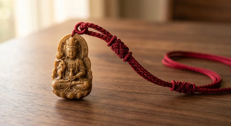 Phật bản mệnh tuổi Sửu: Chọn chuẩn nạp âm và nghi thức tẩy uế 12 Mặt Phật bằng đá tự nhiên kết hợp cùng sợi dây lụa bện màu đỏ tươi tắn