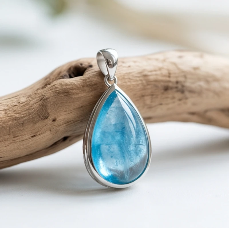 Dây chuyền phong thủy tuổi Mão: Bảng màu đá và các kiêng kỵ 4 Sợi dây chuyền mặt đá Aquamarine màu xanh dương mát mắt được bọc bạc đính đá sang trọng