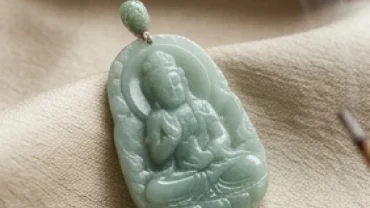 Mặt dây chuyền phong thủy Hư Không Tạng Bồ Tát chạm khắc tinh xảo bằng đá ngọc bích