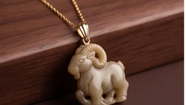 Mặt dây chuyền phong thủy tuổi Mùi chạm khắc hình Phật Như Lai Đại Nhật trên nền đá tự nhiên bọc vàng tinh xảo