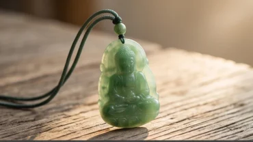 Mặt dây chuyền phong thủy tuổi tuất hình Phật A Di Đà bằng đá tự nhiên chạm khắc tinh xảo